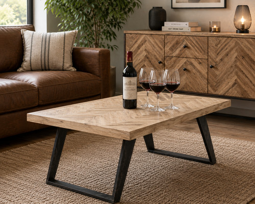Coffee table mango wood - wood, black