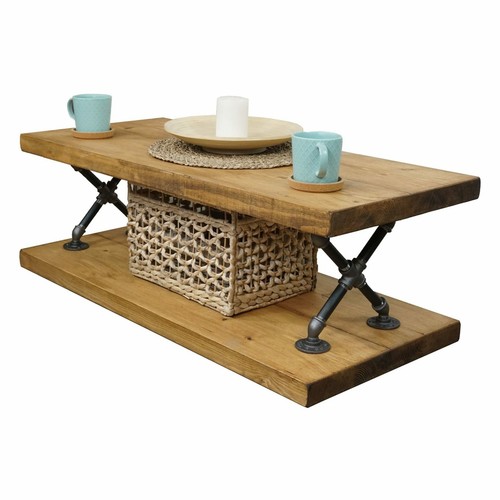 Coffee table solid wood - coffee, rustic